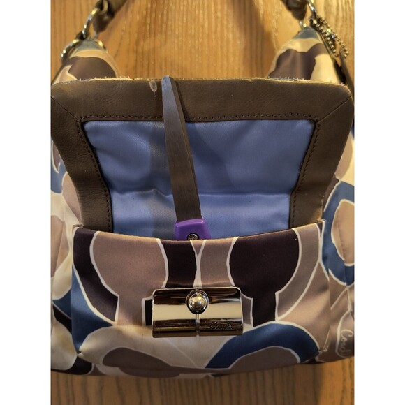 Coach Kristin 16494 Shoulder Bag Blue Brown Cream No Crossbody Strap - Picture 14 of 16